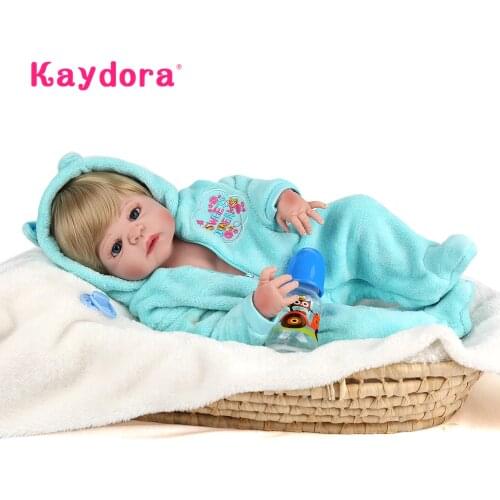 Full vinyl silicone Reborn baby lol Dolls 55 cm reborn menino Toddler Lifelike bebe realistic corpo inteiro de silicone KAYDORA
