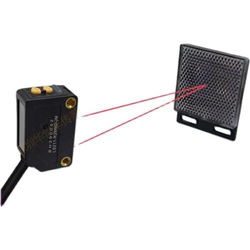 Transparent film glass and plastic cup can be detected by mirror reflection red light of transparent object detection sensor