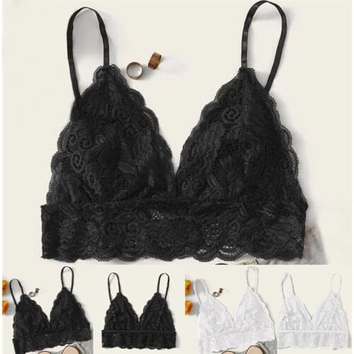 Sexy Lace Bras Women Plus Size S-3XL Vest Crop Wireless Bra Lingerie Sexy V-Neck Underwear Sleepwear Bralette Sexy Lingerie J80