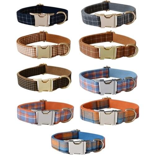 Grid Dog Collar Personalized Luxury Designer Engraved Pet Name Retailing Pet Supplies Dog Accessories