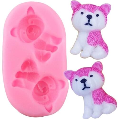 Cute Dog Silicone Mold Baby Birthday Animal Cupcake Topper Fondant Molds Cake Decorating Tools Candy Chocolate Gumpaste Moulds