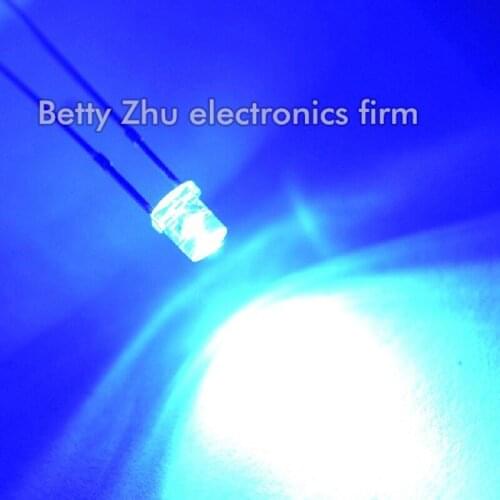 1000PCS/LOT LED light-emitting diode 3MM flathead have edge transparent shell glows blue water clear