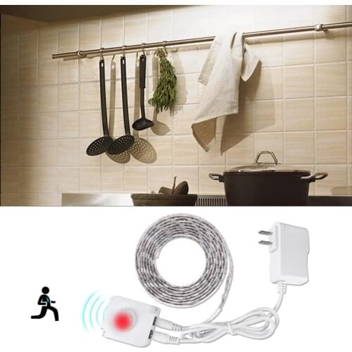 LED Under Cabinet Lights with PIR Motion Sensor Closet Kitchen Light LED Strip 12V Cupboard Wardrobe Bed Lamp EU US Power Supply