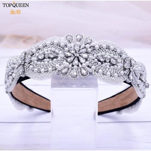 TOPQUEEN S490 Luxury Baroque Headband Crystal Stone Women Bling Hairband Jewelry Diamond Tiara Party Hair Accessories Headdress