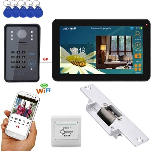 9 inch Wired / Wireless Wifi RFID Password Video Door Phone Doorbell Intercom System with Electric Strike Lock+ IR-CUT HD 1000TV