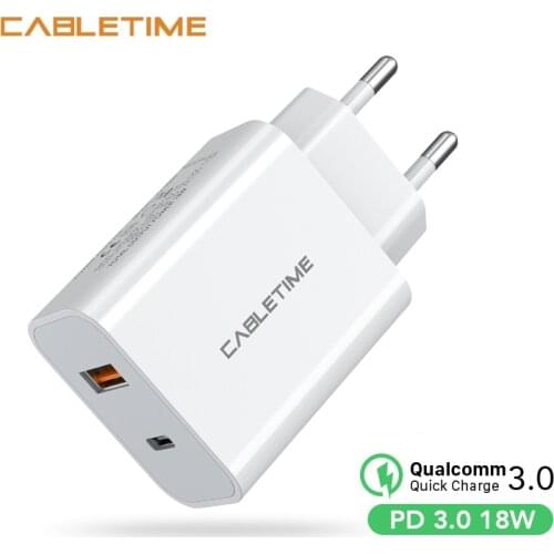 CABLETIME USB A Charger QC3.0 18W USB C PD Multi cell phone charger Charger for phone Samsung Redmi Smart phone N417