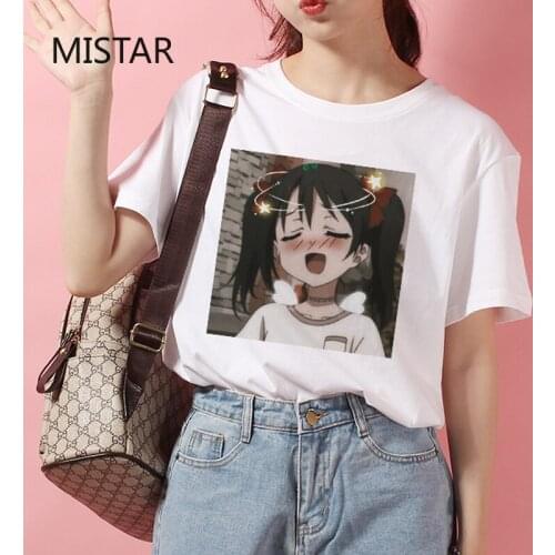 Japanese anime girl printed casual fashion O-neck short sleeve cute cartoon t shirt Harajuku white tops tees funny T-shirt women