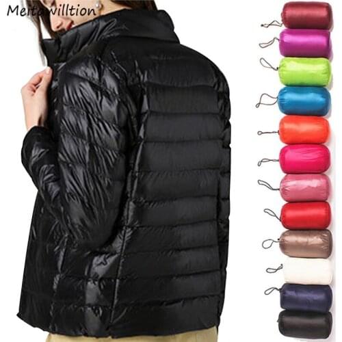 2021 Brand Long Sleeve White Duck Down Jacket Coats Ladies Autumn Winter Warm Ultralight Hooded Parka Plus Size