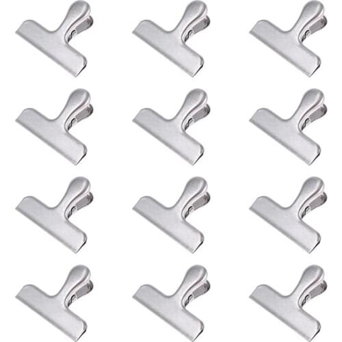 12pcs Food Storage Stainless Steel Chip Bag Clips kitchen Food Sealing Bag Clips Fresh Food Clips Seal Food Sealing Clamp Clip