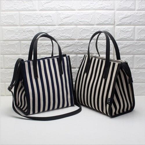 2020 new fashion stripe canvas bag womens shoulder bag fashion handbag large capacity messenger bag womens wing canvas bag
