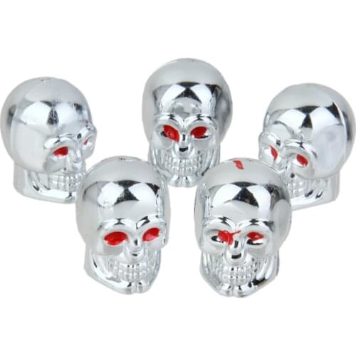 Punk Red Eyes Evil Skull Tyre Tire Air Valve Stem Caps Dust Cover for Car Bike Truck Motorcycle Pack of 5pcs