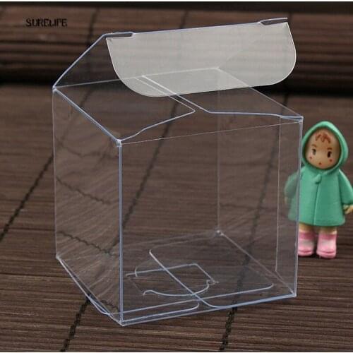 50pcs Clear PVC Box Packaging boxes Wedding Christmas Gift Box Small Transparent Plastic Gift Boxes Square Retail