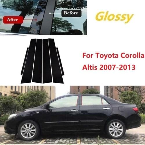 6PCS Window Trim Cover BC Column Sticker Fit For Toyota Corolla Altis 2007-2013 Polished Pillar Posts Chromium Styling