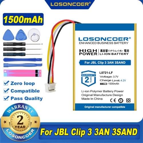 100% Original LOSONCOER L0721-LF Battery For JBL Clip 3, Clip 3AN, Clip 3SAND Batteries