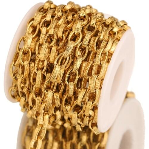 1 Meter Width 7mm Stainless Steel Gold Carving "I Love You" Cable Chains Flat Wire Heavy Chain for DIY Jewelry Making Findings