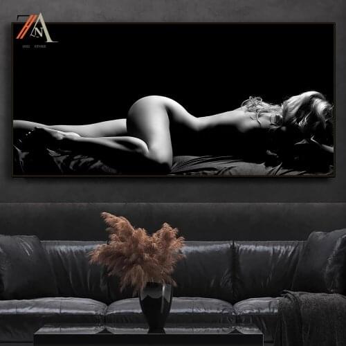 Black and white nude body art poster HD print poster sexy woman sleeping picture for living room decoration painting