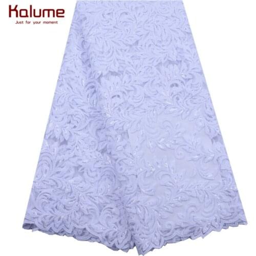 Pure White African Milk Silk Lace Fabric New Arrival French Mesh Milk Silk Lace Fabric With Sequin Nigerian Lace For Wedding1876