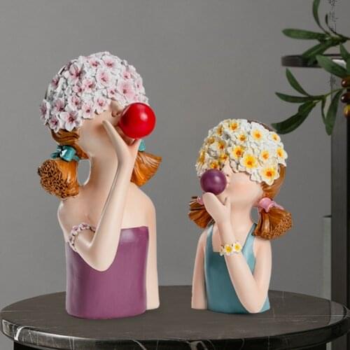 Flower girl Resin Ornaments Home Desktop Figurines Decoration Lucky Wedding Gift living room furnishing Art Home decorative