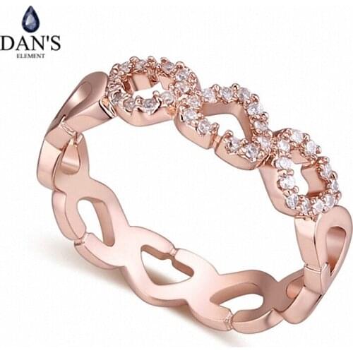 DANS Real Austrian Crystals Brand AAA Zirconia Micro Inlays Fashion Ring for women New Geometric 116497rose