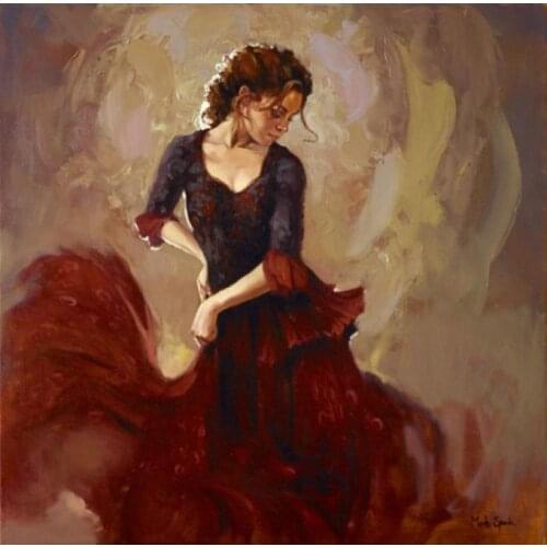 Decorative art Dancer with Red shirt hand painted portraits paintings of Lady oil on canvas for wall decor