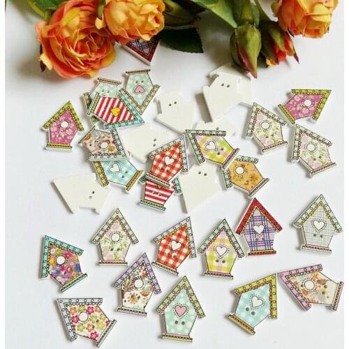 50PCs Wood Button Two Holes DIY Scrapbooking Crafts Sewing decorative Wooden buttons For craft Sewing Scrapbooking