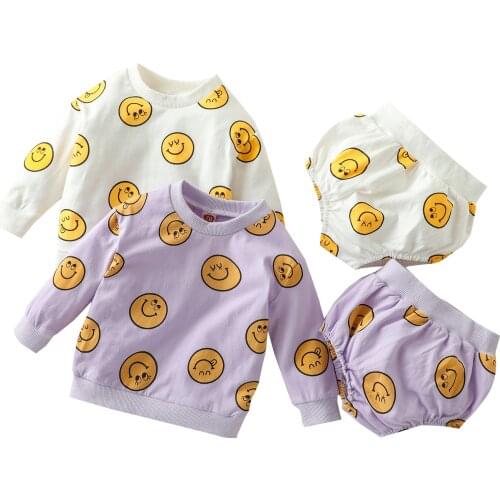 Childrens Clothing Infant Baby Girls Boys Fall Winter Clothes Sets Long Sleeve Crewneck Sweashirt Tops and Shorts 2Pcs Outfits