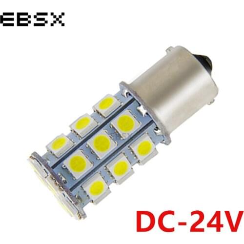 EBSX 100pcs DC 24V LED 1156 BA15S P21W 27 SMD 5050 LED 1157 BAY15D Tail Bulb Brake light Turn signal light White Car Styling