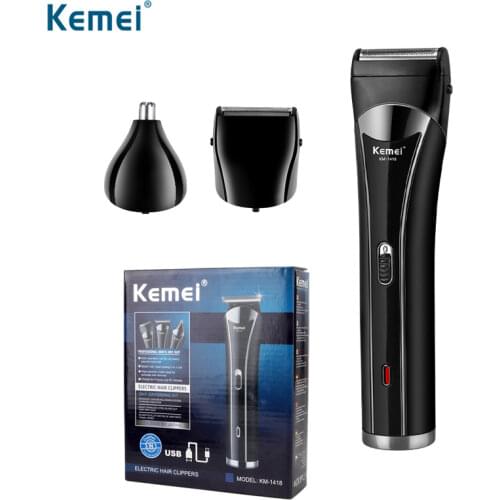 Kemei Mens Beard Razor 3 In 1 Multifunctional Trimming Hairstyle Finishing Electric Hair Clipper Nose Trimming Shaving Machine