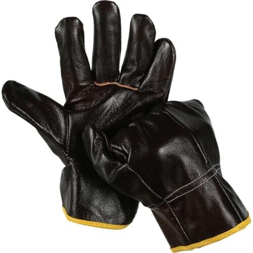 Leather Safety Work Gloves Gardening Gloves Soft Top Layer Cowhide Work Gloves for Mechanics, Construction, Driver