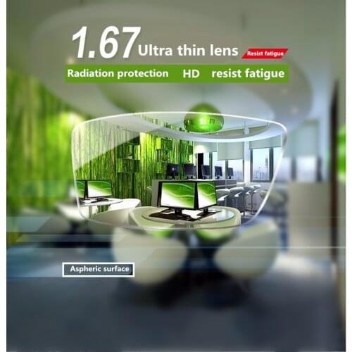 Thiner High Index 1.67 Clear Aspheric Resin Lens Lenses HMC,Asphere Prescription Lenses For Myopia/Hyperopia/Presbyopia 2 PCS