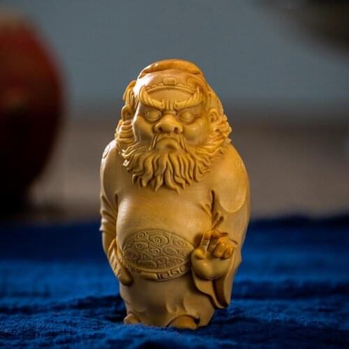 Small Leaf boxwood 7.5 cm 8.5 cm Chinese mythology traditional figure Sculpture Collection Zhong Kui