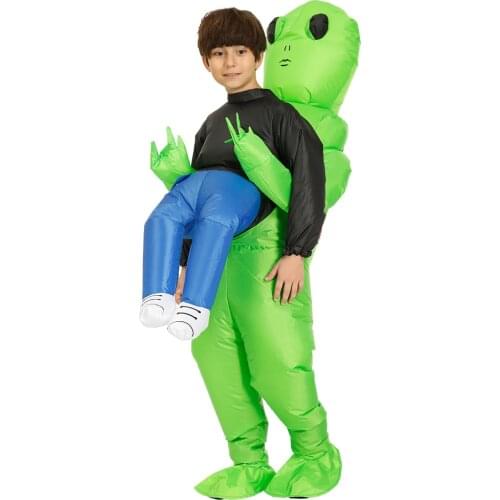 Adult Cartoon Fancy Carnival Three-eyed Green Blue Alien Inflatable Costume Halloween Cosplay Party Costumes for Man Woman