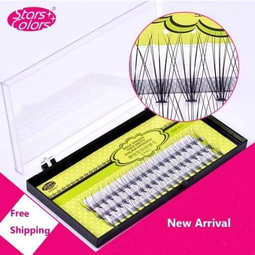 Stars Colors Grafted hair silk imitation mink false eyelash realistic plant 10 root natural soft thick fake eyelashes