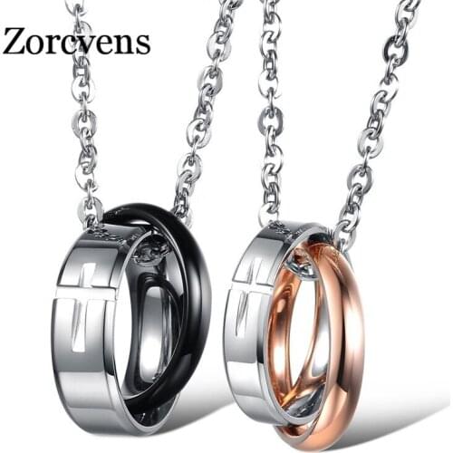 Modyle New Fashion Lovers Couples jewelry 316L Stainless Steel Cross Pendants Necklace for Women