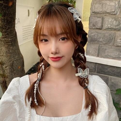 2021 New Elegant Butterfly Pearls Hairbands For Women Sweet Headband Hair Bundle Lady Hair Hoops Accessories