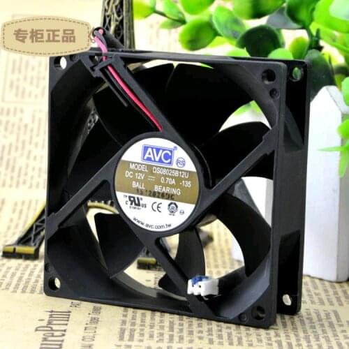 Original FOR AVC 8CM 8025 12V 0.70A DS08025B12U Double Ball 2 Line Cooling Fan