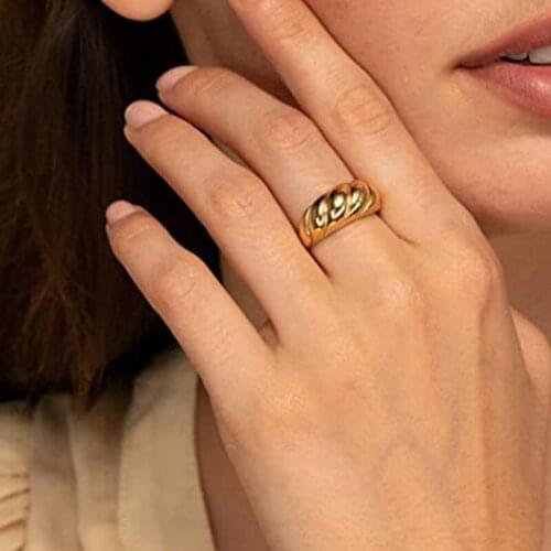 Gold-plated Claw Horn Ring Wide Stack Ring Womens Thick Gold Ring Bubble Dome Ring Best Gift for Ladies/girls/men