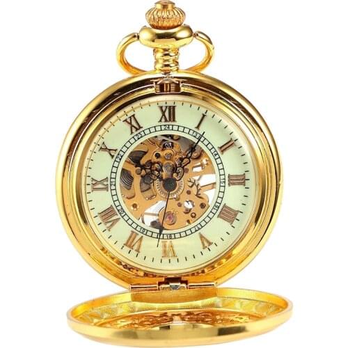 Luxury Golden Luminous Mechanical Pocket Watch