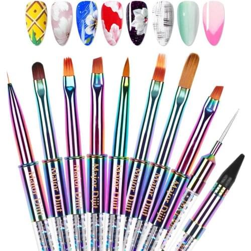 Nail Art Gel Carving Pen Acrylic Nail Brush Pen with Smooth Handle Dotting Pen for Carving Painting Drawing