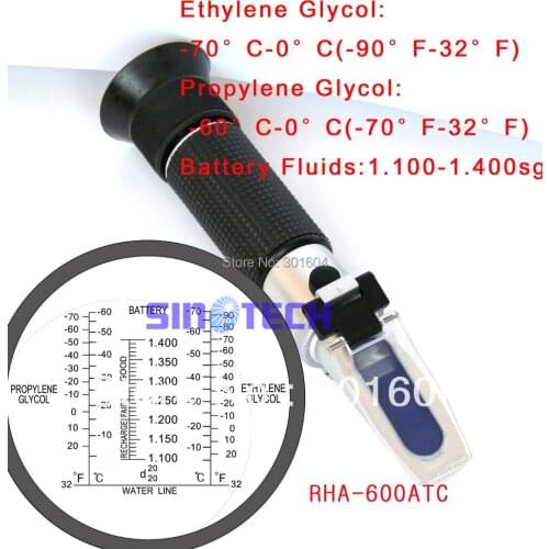 Free shipping Hand held coolant Battery Refractometer Antifreeze RHA-600ATC with C and F degree
