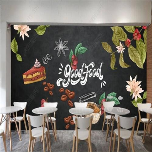 Modern Dining Gourmet Coffee Shop Blackboard Restaurant Wallpapers Industrial Decor Hotel Tooling Mural Background Wall Paper