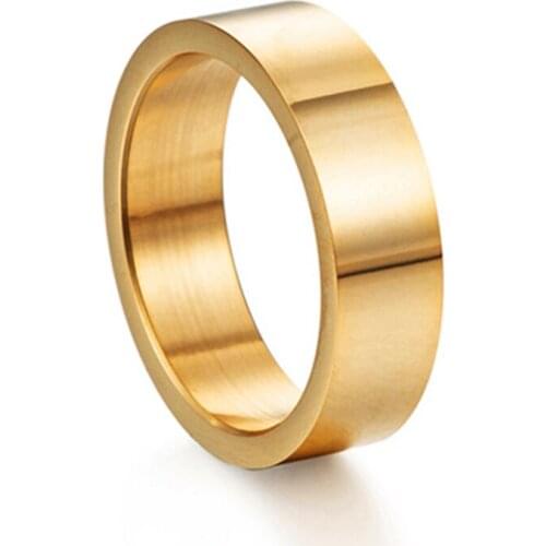 Three Color Stainless Steel Rings For Women Simple Width 6mm Fashion Couple Rings Jewelry