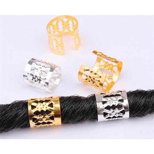 100/60/20 Pcs Hair Braid Rings Decoration Pendants Adjustable Dreadlocks Beads DIY Metal Hair Clip Cuffs Rings Silver Golden