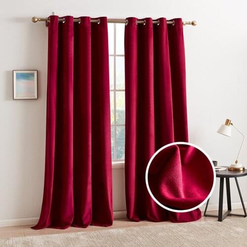 Modern Red Velvet Curtains for Living Room Bedroom European Brown Solid Window Curtains Drapes Customize