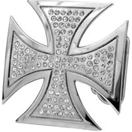 Womens Encrusted CZ Jeweled Maltese Cross Gothic Belt Buckle