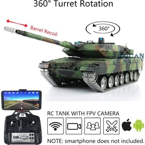 1/16 Heng Long 7.0 Customized Leopard2A6 RC Tank 3889 Metal Tracks FPV Recoil TH17595-SMT4