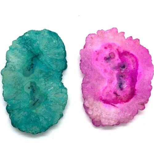 1 Piece of Irregular Shape Slice of Natural Stone Agate Crystal Pink Green Ladies Necklace Bracelet Pendant Party Jewelry Making