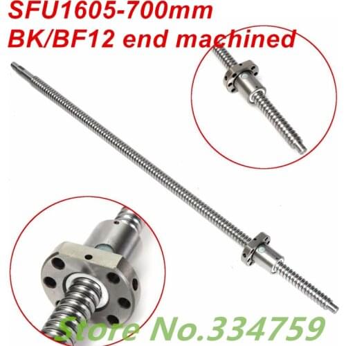 16mm 1605 Ball Screw Rolled C7 ballscrew SFU1605 700mm with one 1605 flange single ball nut for CNC parts