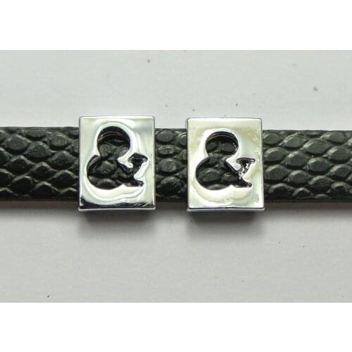 20 Alloy Carved AND Symbol "&" Slide Charm Fit 8mm Wristbands Belt Pet Collar