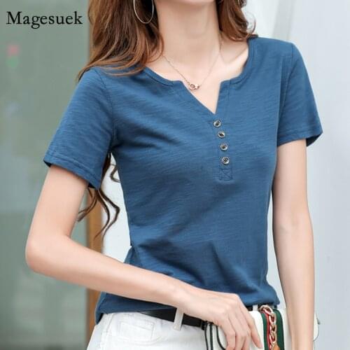 2021 Summer Women Tshirt New Harajuku Tops Loose Casual Simple Plus Size Shirts Cotton Solid Short Sleeve T-shirt Female 9694